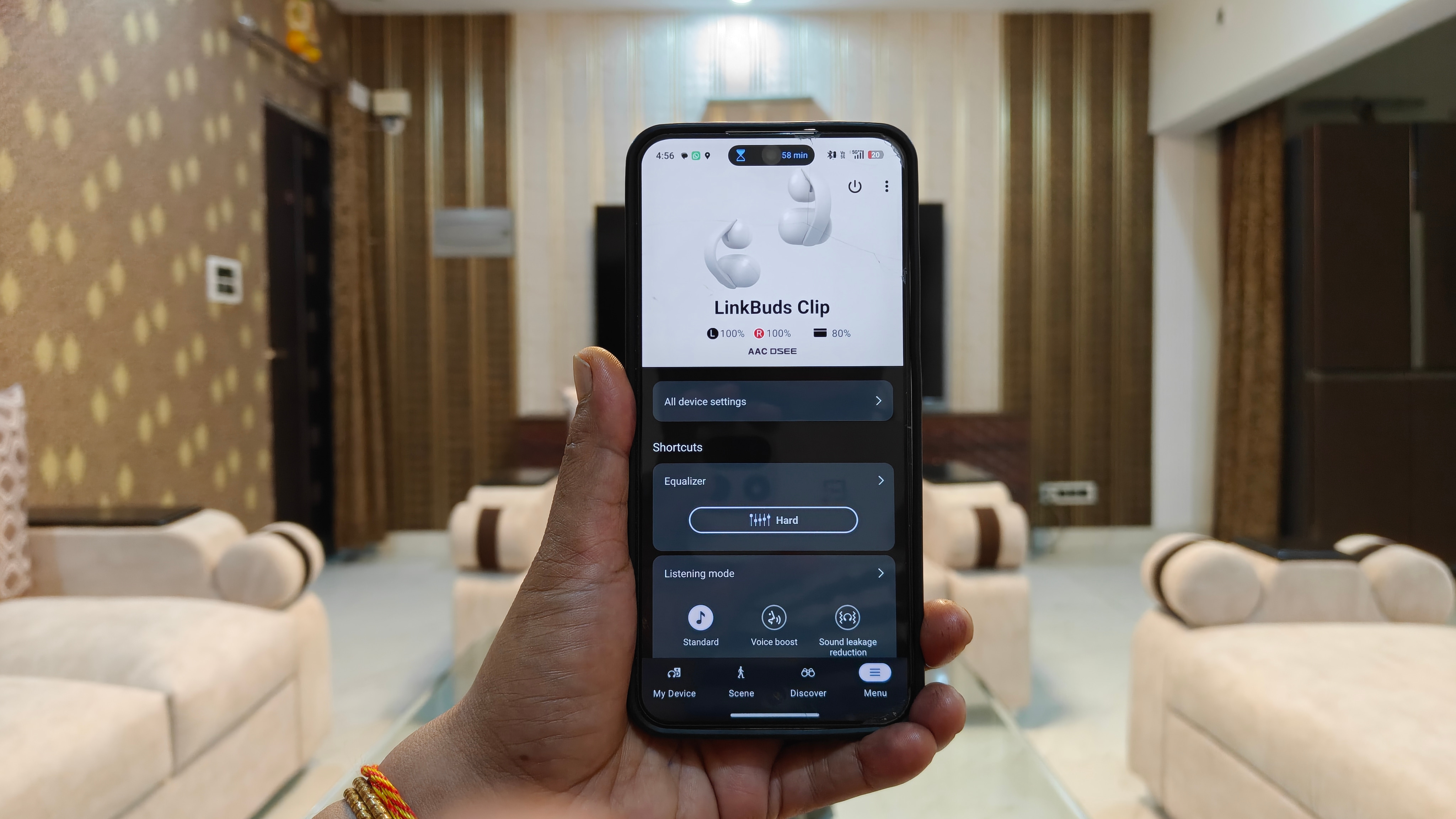 The Sound Connect app expands the LinkBuds Clip’s versatility with EQ, gestures, and useful listening modes. (Shubh Bhushan - Hindustan Times) The Sound Connect app expands the LinkBuds Clip’s versatility with EQ, gestures, and useful listening modes. (Shubh Bhushan - Hindustan Times)