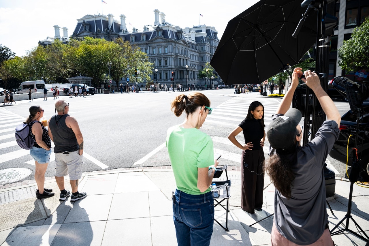 MS NOW correspondent Akayla Gardner during a TV report from a street corner Saturday after being denied entry to the White House. MS NOW correspondent Akayla Gardner during a TV report from a street corner Saturday after being denied entry to the White House.