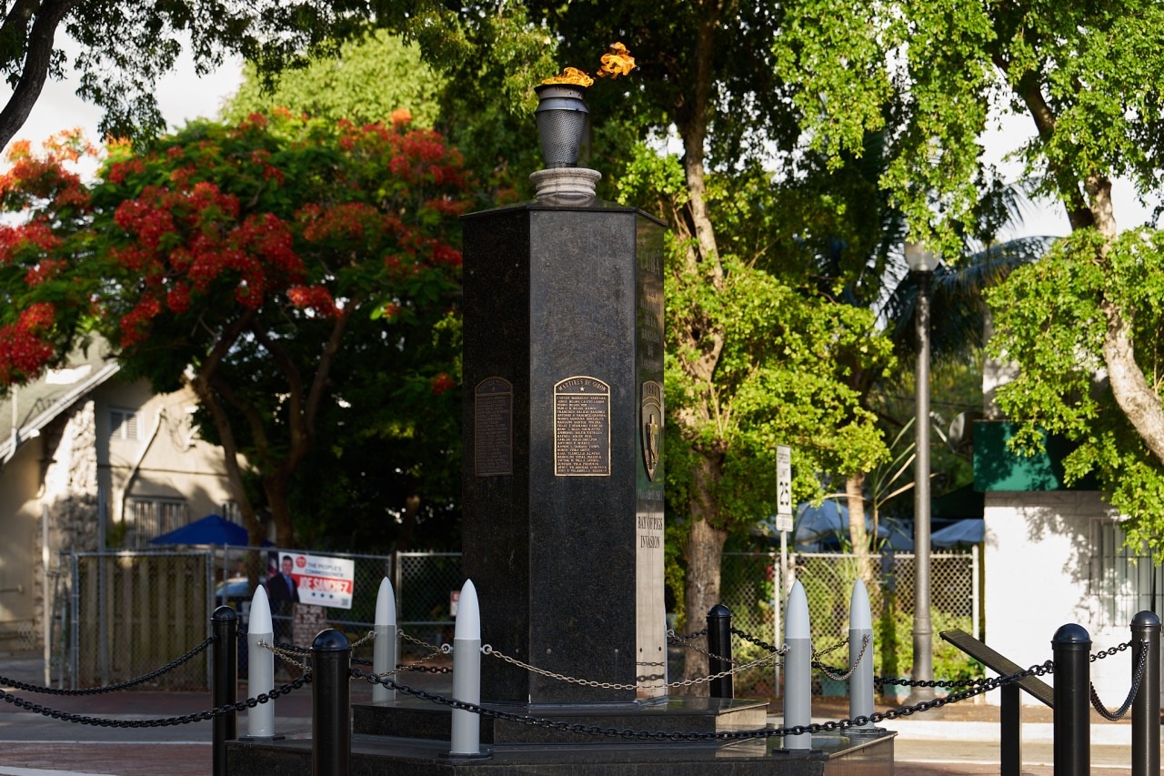 The Bay of Pigs Memorial in Miami’s Little Havana. The Bay of Pigs Memorial in Miami’s Little Havana.