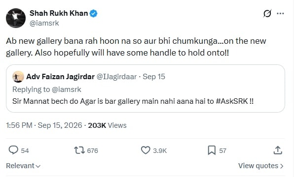 SRK shares update about his bungalow renovation in Mumbai. (Screenshot/X) SRK shares update about his bungalow renovation in Mumbai. (Screenshot/X)
