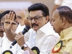 Chennai: Former Tamil Nadu chief minister and Dravida Munnetra Kazhagam (DMK) president MK Stalin at the party’s executive committee meeting (PTI FILE PHOTO)