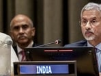 Jaishankar joined European Council President Antonio Costa, Australian Prime Minister Anthony Albanese, Brazil’s foreign minister Mario Vieira, Barbados Prime Minister Mia Mottley, Canadian Prime Minister Mark Carney and Kenyan President William Ruto for the inaugural Partners for multilateralism, international law, peace and prosperity (P4M) Summit in New York on September 21. (@DrSJaishankar/PTI)
