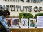 Mumbai, India. Sep 21, 2026 - Congress workers held a candle protest outside the IIT-Bombay campus in Powai, Mumbai, which called for justice in the second-year student suicide case. Mumbai, India. Sep 21, 2026. (Photo by Raju Shinde/HT Photo)