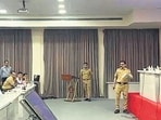 Pune police commissioner Amitesh Kumar during a press conference in the city on Monday. (VIDEO GRAB)
