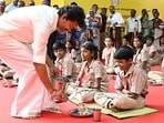 Tamil Nadu chief minister C Joseph Vijay serving breakfast.