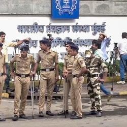 Mumbai: Police personnel stand guard outside IIT Bombay after the recent death by suicide of a second year B Tech student Sahil Wakode, in Mumbai, Tuesday, Sept. 22, 2026. 