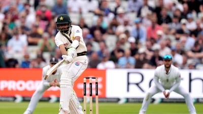 Pakistan's Babar Azam batting on day three of the third cricket test. (Mike Egerton/PA via AP) Pakistan's Babar Azam batting on day three of the third cricket test. (Mike Egerton/PA via AP)