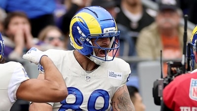 Tyler Higbee did not see the field during the opening quarter. (Getty Images via AFP) Tyler Higbee did not see the field during the opening quarter. (Getty Images via AFP)