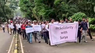 Faculty members of the Indian Institute of Technology (IIT-Bombay) hold a march in the institute's campus to support Suryanarayana Doolla, who was removed as Dean of Administrative Affairs. (PTI) Faculty members of the Indian Institute of Technology (IIT-Bombay) hold a march in the institute's campus to support Suryanarayana Doolla, who was removed as Dean of Administrative Affairs. (PTI)