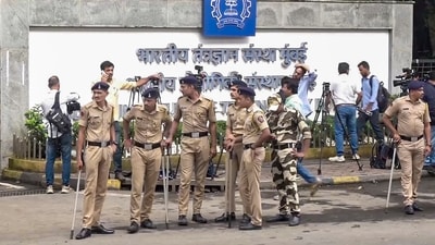 Mumbai: Police personnel stand guard outside IIT Bombay after the recent death by suicide of a second year B Tech student Sahil Wakode, in Mumbai, Tuesday, Sept. 22, 2026. (PTI) Mumbai: Police personnel stand guard outside IIT Bombay after the recent death by suicide of a second year B Tech student Sahil Wakode, in Mumbai, Tuesday, Sept. 22, 2026. (PTI)