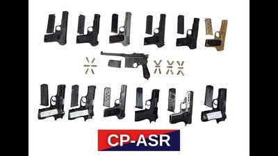 Police registered six separate cases under Section 25 of the Arms Act at the Chheharta, Hakima, Sultanwind and D-Division police stations in Amritsar, the officials said. (HT) Police registered six separate cases under Section 25 of the Arms Act at the Chheharta, Hakima, Sultanwind and D-Division police stations in Amritsar, the officials said. (HT)