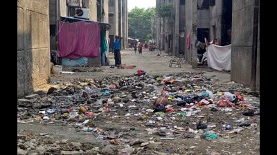 Residents have urged civic authorities to inspect the affected neighbourhoods and execute concrete repairs before conditions deteriorate further. (HT) Residents have urged civic authorities to inspect the affected neighbourhoods and execute concrete repairs before conditions deteriorate further. (HT)
