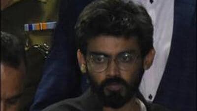 Sharjeel Imam in police custody in 2020. (HT Archive)