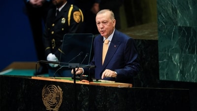 Turkey's President Recep Tayyip Erdogan addresses the 81st United Nations General Assembly at UN headquarters in New York City on September 22, 2026. (REUTERS)