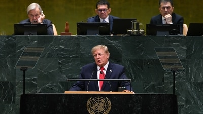 President Donald Trump speaks during the United Nations General Assembly at U.N. headquarters on Tuesday, Sept. 22, 2026. (Brendan Smialowski/Pool Photo via AP) (Brendan Smialowski/Pool AFP via ) President Donald Trump speaks during the United Nations General Assembly at U.N. headquarters on Tuesday, Sept. 22, 2026. (Brendan Smialowski/Pool Photo via AP) (Brendan Smialowski/Pool AFP via )