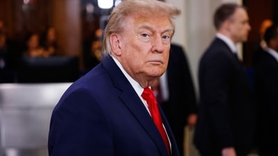 During his UN address, Trump berated CNN's Kaitlan Collins, who questioned him about public opinion on the U.S. involvement in Iran. (AP Photo/Stefan Jeremiah) (AP Photo/Stefan Jeremiah) During his UN address, Trump berated CNN's Kaitlan Collins, who questioned him about public opinion on the U.S. involvement in Iran. (AP Photo/Stefan Jeremiah) (AP Photo/Stefan Jeremiah)