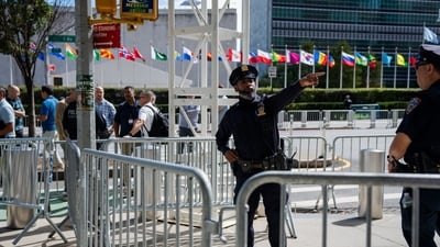 UNGA 2026 LIVE: Law enforcement officers outside the United Nations (UN) headquarters ahead of the United Nations General Assembly (UNGA) in New York.