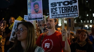 People protest outside the Texas State Capitol in Austin, Texas, on September 21, 2026, a day after a Venezuelan national was shot and wounded during a US Immigration and Customs Enforcement (ICE) operation. (Photo by RONALDO SCHEMIDT / AFP) (AFP) People protest outside the Texas State Capitol in Austin, Texas, on September 21, 2026, a day after a Venezuelan national was shot and wounded during a US Immigration and Customs Enforcement (ICE) operation. (Photo by RONALDO SCHEMIDT / AFP) (AFP)
