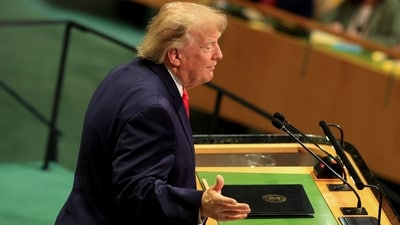 US President Donald Trump addresses the 81st United Nations General Assembly at UN headquarters in New York City on September 22, 2026. (REUTERS)