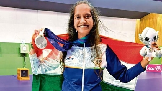 Elavenil Valarivan first won a silver in the women’s 10m air rifle team event and then hours later she added another silver in the individual event.