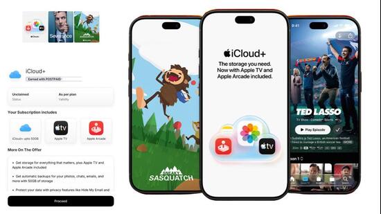 Airtel is bundling the iCloud+ subscription, otherwise priced at  <span class='webrupee'>₹</span>75 per month, which unlocks 50GB cloud storage on Apple’s iCloud. (Sourced Photo)