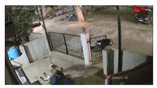 The footage, shared by news agency PTI on X, also shows another elderly woman coming outside after hearing the commotion.