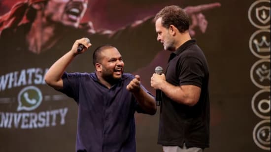 Stand-up comedian Pulkit Mani mimicked Modi at the ‘Chhatron ki Goonj’ event in Indore. (PTI)