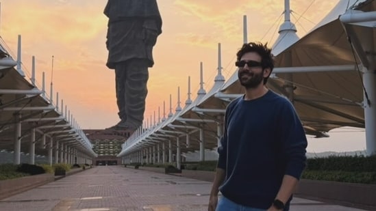Kartik Aaryan did a photoshoot at Statue of Unity ahead of the National Awards ceremony. Kartik Aaryan did a photoshoot at Statue of Unity ahead of the National Awards ceremony.