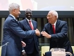 India's Foreign Minister S Jaishankar and European Council President António Costa at the 'Partners for Multilateralism.