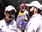 Rohit Sharma and Gautam Gambhir during a practice session. Rohit Sharma and Gautam Gambhir during a practice session.