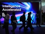 Delegates view semiconductor technologies displayed by Indian and international companies at Semicon India 2026 in New Delhi, Sept. 18, 2026. 