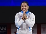 India’s Mirabai Chanu wins a silver medal in the Women’s 49kg Group A weightlifting final match during the Asian Games, in Nagoya, Japan. (PTI)