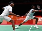 India's Satwiksairaj Rankireddy and Chirag Shetty in action during their men's team semi final match against China's Liang Weikeng and Wang Chang in the semifinal at Asian Games 2026. (REUTERS)