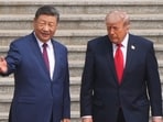 Donald Trump and China's President Xi Jinping at the Great Hall of the People, May 14, 2026, in Beijing.(AP Photo/Mark Schiefelbein)