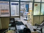 A view of the charred remains at the Special Newborn Care Unit (SNCU) of the state-run RIMS which caught fire after the AC unit burst, in Adilabad, Telangana.