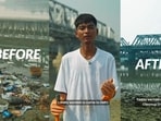 The group removed around 585 kg of waste from the Yamuna riverbank.