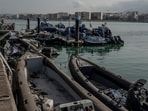 Two seized drugboats being held at the Customs Service docks in the port of Algeciras, Cádiz, Spain.