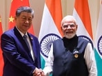 Prime Minister Narendra Modi and China's President Xi Jinping shake hands during a bilateral meeting on the sidelines of the 18th BRICS Summit at the Bharat Mandapam in New Delhi.
