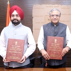 Chief Election Commissioner Gyanesh Kumar with Election Commissioners SS Sandhu and Vivek Joshi.
