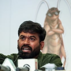 File image: Cockroach Janta Party (CJP) Founder Abhijeet Dipke addresses a press conference
