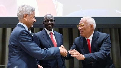 India's Foreign Minister S Jaishankar and European Council President António Costa at the 'Partners for Multilateralism. (@DrSJaishankar X) India's Foreign Minister S Jaishankar and European Council President António Costa at the 'Partners for Multilateralism. (@DrSJaishankar X)