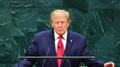 Donald Trump addressing the UN General Assembly.