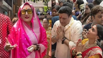 Govinda skips Ganpati darshan with wife Sunita Ahuja at Lalbaugcha Raja. Govinda skips Ganpati darshan with wife Sunita Ahuja at Lalbaugcha Raja.
