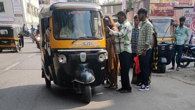 Pune, India - Feb. 6, 2024: Passenger in Auto Rickshaw at Sukhasagar nagar katraj in Pune, India, on Tuesday, February 6, 2024. (Photo by Rahul Raut/HT PHOTO)