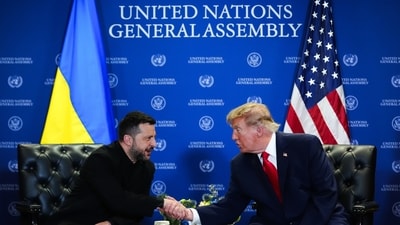 Zelenskyy and Trump held a 40-minute meeting at UN headquarters in New York, (AP ) Zelenskyy and Trump held a 40-minute meeting at UN headquarters in New York, (AP )