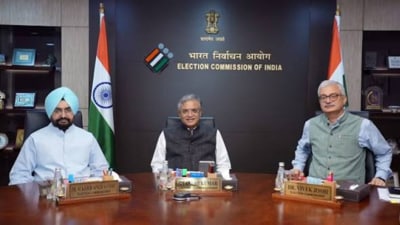 Two of the ECI’s three members, Vivek Joshi and Sukhbir Sandhu, objected at least 14 times to decisions. Two of the ECI’s three members, Vivek Joshi and Sukhbir Sandhu, objected at least 14 times to decisions.