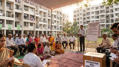 Over 5,000 suggestions have been received on Maharashtra’s draft housing society bylaws, mainly on parking, EV charging and maintenance fees (Picture for representational purposes only) (Gemini-generated photo) Over 5,000 suggestions have been received on Maharashtra’s draft housing society bylaws, mainly on parking, EV charging and maintenance fees (Picture for representational purposes only) (Gemini-generated photo)