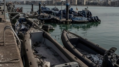 Two seized drugboats being held at the Customs Service docks in the port of Algeciras, Cádiz, Spain. Two seized drugboats being held at the Customs Service docks in the port of Algeciras, Cádiz, Spain.