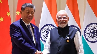 Prime Minister Narendra Modi and China's President Xi Jinping shake hands during a bilateral meeting on the sidelines of the 18th BRICS Summit at the Bharat Mandapam in New Delhi. (AFP) Prime Minister Narendra Modi and China's President Xi Jinping shake hands during a bilateral meeting on the sidelines of the 18th BRICS Summit at the Bharat Mandapam in New Delhi. (AFP)