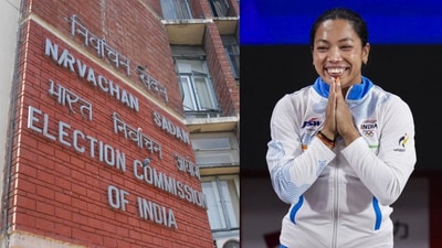 ECI building (left) and Mirabai Chanu (right) ECI building (left) and Mirabai Chanu (right)